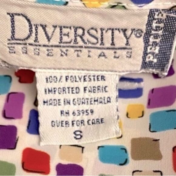 Vintage Blouse Flowy Top Colorful Confetti Shirt Size Small - Picture 7 of 10